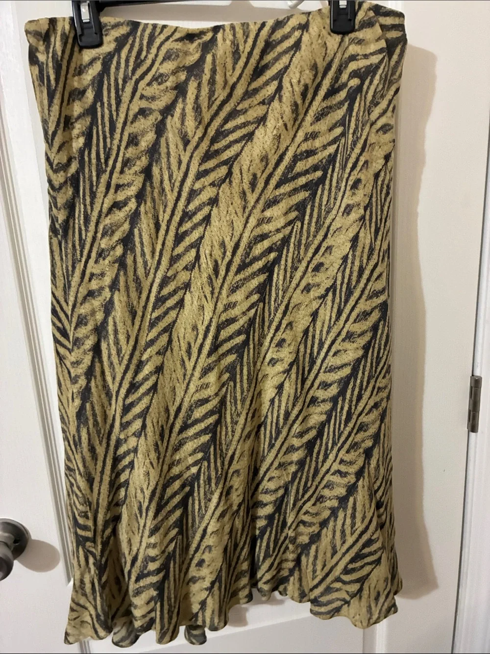 Lauren Ralph Lauren Tangiers Silk Linen Skirt gold black Midi skirt